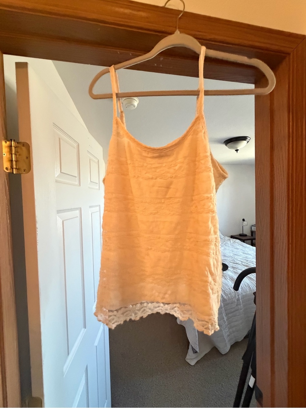 Cream Lace-Trim Cami Tank Top